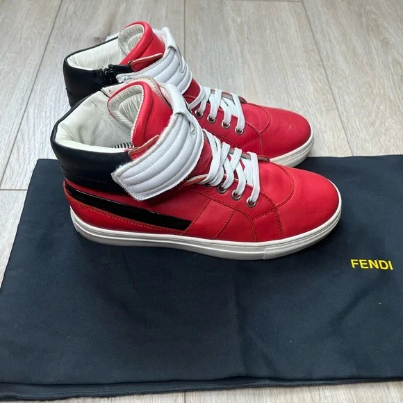 Fendi High-Top Calfskin Sneakers
